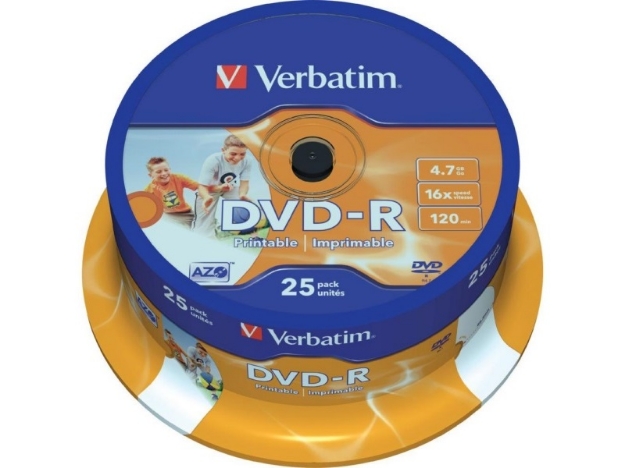ΔΙΣΚΟΙ VERBATIM DVD-R 4,7GB 16X CB 25τεμ PRINT.43538