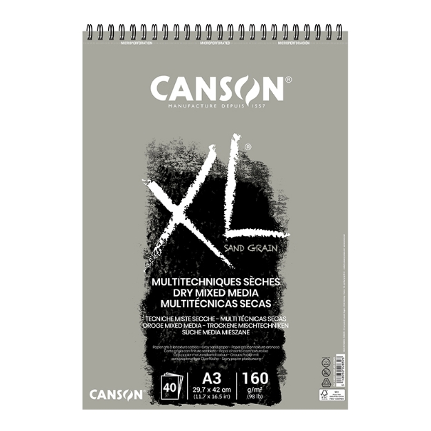 ΜΠΛΟΚ CANSON XL SAND GRAIN SP.GREY Α3 160gr 40φ